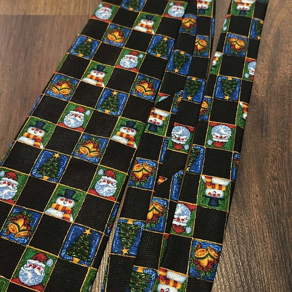 Christmas Tie, Santa, Snowman, Jingle Bells, Christmas Tree Tie, Multicolor - Picture 4 of 4